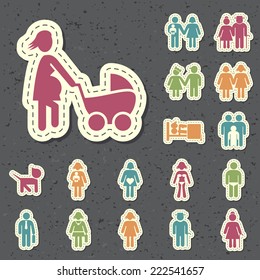 Set of Universal Standard New Color Family Icons Paper Cut Style on Black Background 2.