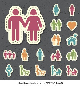 Set of Universal Standard New Color Family Icons Paper Cut Style on Black Background 1.