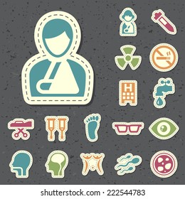 Set of Universal Standard New Color Medical Icons Paper Cut Style on Black Background 3.