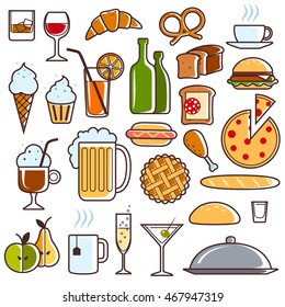 Set of Universal Standard New Flat Isolated Restaurant Icons. Restaurant Icons. Vector