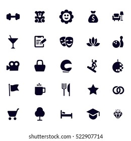 Set Universal Theme Vector Modern Simple Icons Point Of Interest For Web Design And Mobile App. White Vector Illustration For Using Interface.