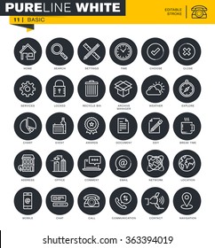 Set of universal thin line icons. Icons for website and mobile website and apps with editable stroke. 