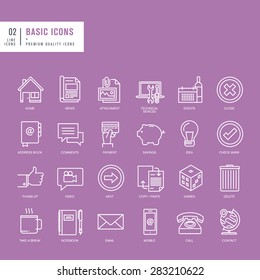 Set of universal thin lines web icons