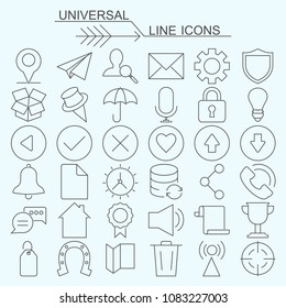 Set  universal vector line icons editable stroke