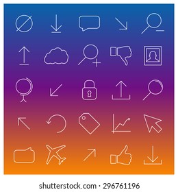 Set of universal web icons of thin lines, vector illustration.