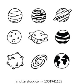 set of universe hand drawn vector design.