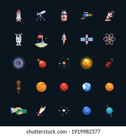 Set of Universe Infographics - Solar system, Planets comparison, Sun and Moon Facts, Space Junk made by man, Big Bang Theory, Galaxies Classification, Milky Way Rocket etc.