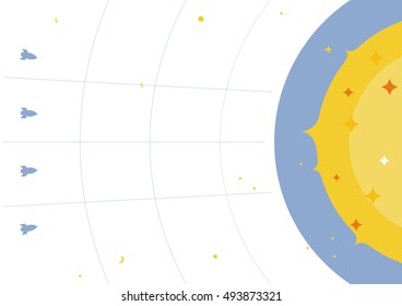 Set of Universe Infographics - Solar system, Planets comparison, Sun. Space Junk made by man, Big Bang Theory, Galaxies Classification, Milky Way description. Rockets