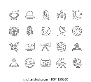 Set Universe Outline Icons Isolated On Stock Vector (Royalty Free ...