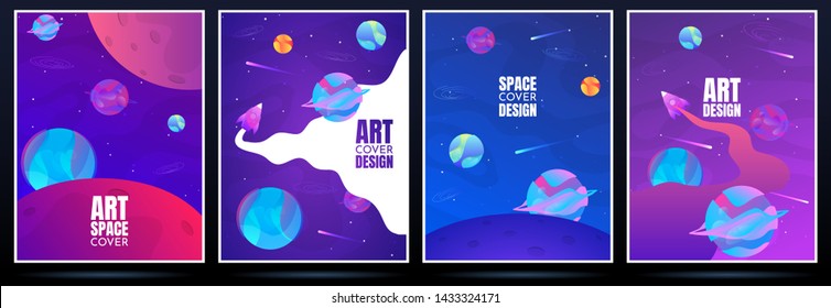Set of universe space banner templates. Space trip. Vector illustration design.