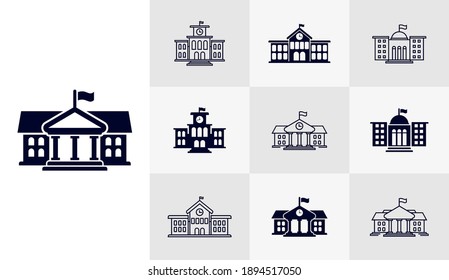 Set of University building icon logo vector template, Education icon concepts, Creative design