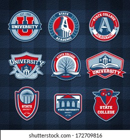 Set of university and college school badges