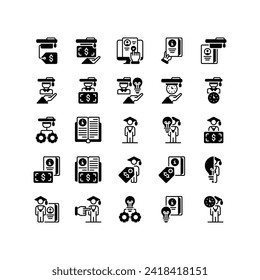 Set of university scholarship icon and illustration - vector