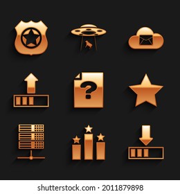 Set Unknown document, Ranking star, Loading, Star, Server, Data, Web Hosting and  icon. Vector