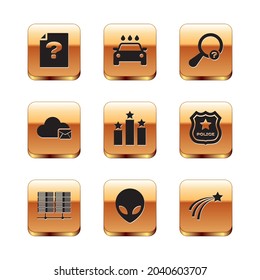 Set Unknown document, Server, Data, Web Hosting, Alien, Ranking star, Cloud mail server and search icon. Vector