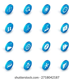 Set Unbekannte Suche, Schlüssel und Ausrüstung, Uhr, Graph, Diagramm, Diagramm, Verringerung des Finanzwachstums, Pfeil, Schnittpunkt und Berge mit Flaggensymbol. Vektorgrafik