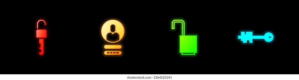 Legen Sie die Schlüssel entsperrt, erstellen Sie einen Account-Bildschirm, öffnen Sie das Schloss und das alte Symbol. Vektorgrafik