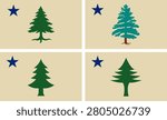 Set unofficial flags of Maine State, USA.