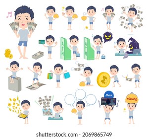 A set of unpaid avatar man with concerning money and economy.It's vector art so easy to edit.