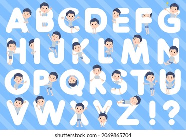 A set of unpaid avatar man designed with alphabet.It's vector art so easy to edit.