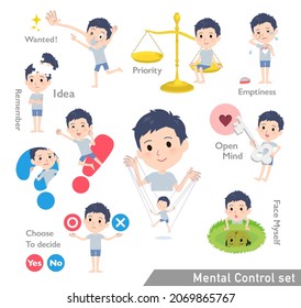 A set of unpaid avatar man with mental control.It's vector art so easy to edit.