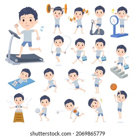 A set of unpaid avatar man on exercise and sports.It's vector art so easy to edit.