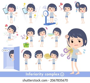 A set of unpaid avatar women on inferiority complex.It's vector art so easy to edit.