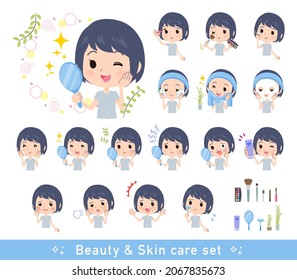 A Set Of Unpaid Avatar Women On Beauty.There Are Various Actions Such As Skin Care And Makeup.It's Vector Art So Easy To Edit.