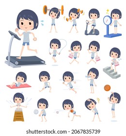 A set of unpaid avatar women on exercise and sports.It's vector art so easy to edit.