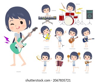 A set of unpaid avatar women playing rock 'n' roll and pop music.It's vector art so easy to edit.