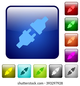 Set of unplugged power connectors color glass rounded square buttons