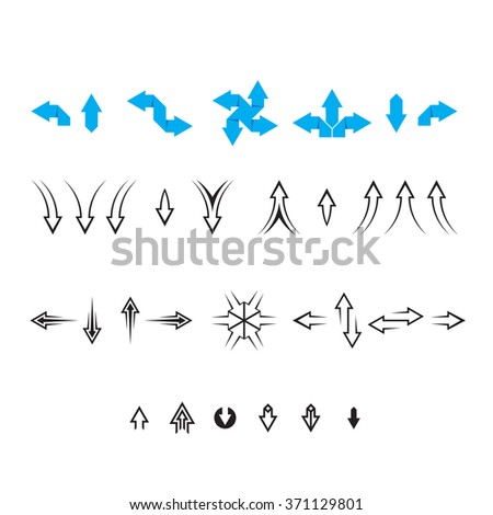 Set of unusual arrows. Vector icons and signs.
