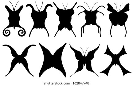 set of unusual butterfly shapes