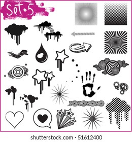 Set of unusual elements for design