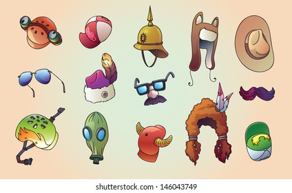 The set of the unusual, party and casual headwear set. Editable vector EPS v.10. Enjoy!