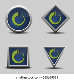 Set of unusual vector power buttons with different shape