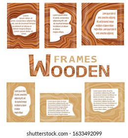 Set of unusual wooden frames for your design. Redwood and light wood. Good for social media and blog design.