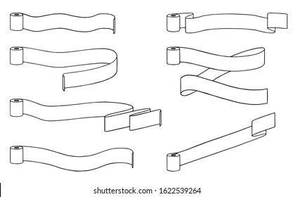 Set of unwound rolls of toilet paper with place for text. Vector illustration