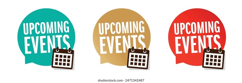 Set of "Upcomling events" on white background