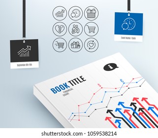 Set of Update time, Demand curve and Surprise icons. Dating chat, Holiday presents and Break up signs. Market sale, Delivery shopping and Update relationships symbols. Vector