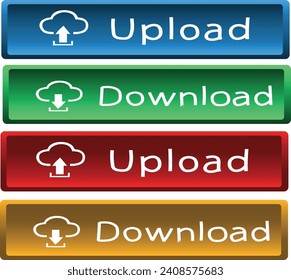 Set Of Upload And Download Button icons upload download button vector