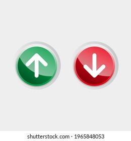 set of upload and download icon button design with glossy effect template vector