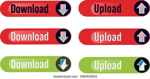 set of UPLOAD and DOWNLOAD vector web button with down arrow and upload arrow

