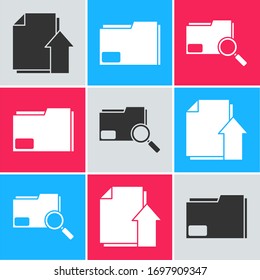 Set Upload file document, Document folder and Search concept with folder icon. Vector