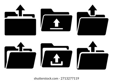 Set hochladen Ordner Symbol Silhouette Vektorgrafik Illustration