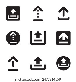 Set of upload icons isolated on white background. Collection install symbol