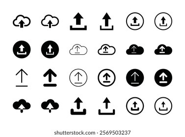 Set of upload icons symbol vector isolated on white background