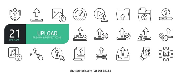 Set Of Upload Line Icons.