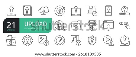 Set Of Upload Line Icons.