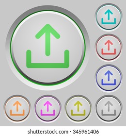 Set of upload sunk push buttons. Well-organized layer, color swatch and graphic style structure. Easy to recolor.